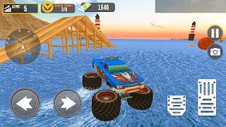 Floating Beach Monster Truck Driving Simulator - Water Surfer Car Race 3D - Gameplay Android