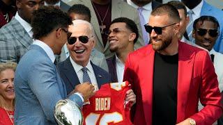 LIVE Biden welcomes Kansas City Chiefs’ Mahomes Kelce & Butker to White House