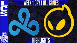 C9 vs DIG Highlights ALL GAMES  LCS W1D1 Summer 2024  Cloud9 vs Dignitas Week 1 Day 1