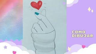 Dibujar un corazón coreano paso a paso  How to draw