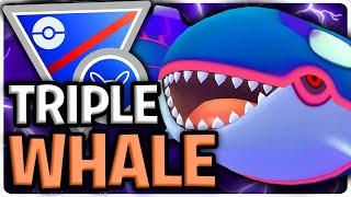 TRIPLE WHALE ACTION *SHADOW* KYOGRE HITS WAY TOO HARD IN THE GREAT LEAGUE  GO BATTLE LEAGUE