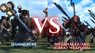 WARHAMMER III Total War  Hammerers VS Infernal Guard Great Weapons