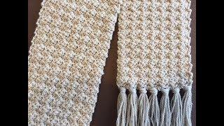 Crochet Scarf Tutorial 2018  Crochet Rose Bud Scarf  One Row Repeat  Easy and Elegant