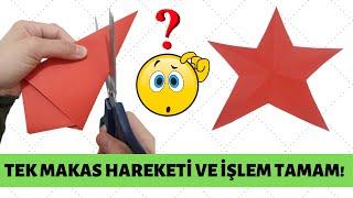 Tek makas kesiğiyle kağıttan yıldız yapımı  katla ve kes teorisi  kağıttan yıldız nasıl yapılır?