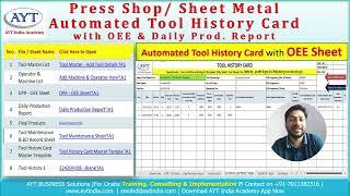 OEE Sheet with Tool History Card  Automated Tool History Card  Auto Tool History Card Press Shop