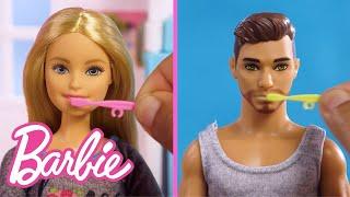 Minha rotina matinal com os bonecos Barbie e Ken  Barbie Português