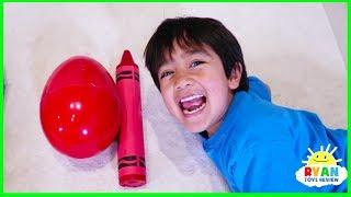 Ryan Pretend Play and Learn Colors with Giant Crayons Egg Surprise Toys