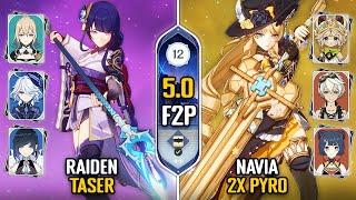 F2P C0 Raiden Taser & C0 Navia Double Pyro Team  New Spiral Abyss 5.0 Floor 12  Genshin Impact