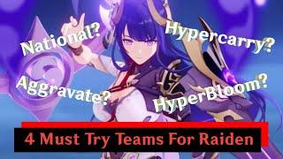 4 Must Try Teams For Raiden Shogun  C0 F2p Raiden Shogun  Team Guide  Genshin Impact