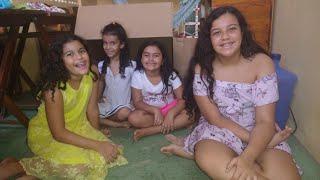 Rotina de terça feira com as meninas #ferias casinha de papelão brincando com a Sofia e a Laís
