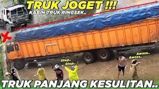 HEBOH  Truk Joget Hari Ini di Sitinjau Lauik Truk Super Panjang Nyaris Tabrak Pembatas Jalan