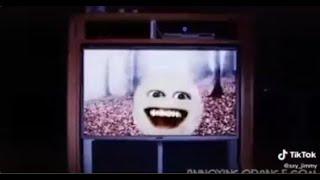 Annoying orange comes out of the tv