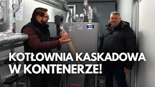 Mobilna kotłownia w kontenerze morskim - kaskada dwóch kotłów Kompakt Ekopell 75 kW firmy DEFRO