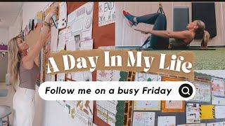 A Full+Busy Friday High School Teacher Vlog  Projects Free TpT Cleanup Workout…
