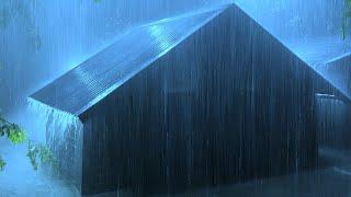 Sleep Deeply in 3 Minutes with Heavy Showers & Fierce Thunder Sounds on Old Roof in a Magical Night