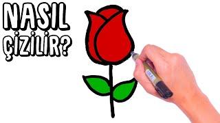 ÇOK KOLAY GÜL ÇİZİMİ  Gül Nasıl Çizilir? - How to Draw a Rose Super Easy