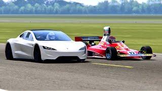 Tesla Roadster vs Ferrari F1 1976 - Top Gear