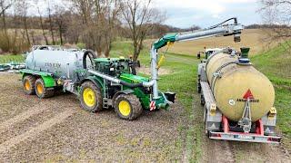 Terra Gator 1603 beim Kalk streuen + John Deere 6250R mit Joskin VOLUMETRA beim Gülle ausbringen.