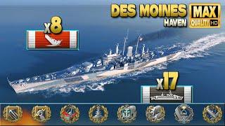 Cruiser Des Moines 8 ships destroyed on map Haven - World of Warships