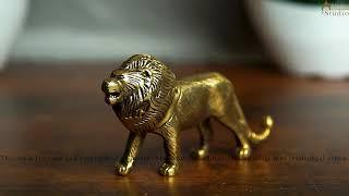 Brass Antique Mini Lion Showpiece - StatueStudio