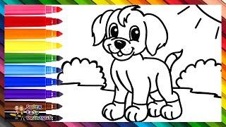 How To Draw A Dog  Drawing And Coloring A Cute Puppy  Drawings For Kids