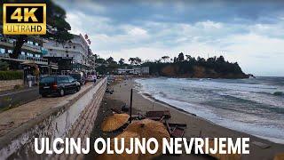 【4K】ULCINJ Oluja pogodila Crnu Goru demolirala plaže vjetar čupa sve pred sobom.