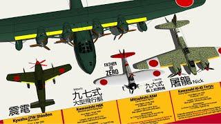 Crazy WW2 Imperial Japanese Military Aircraft Type & Size Comparison 3D