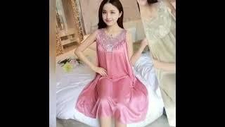 Dress Piyama Baju Tidur Kain Satin Sutra Wanita