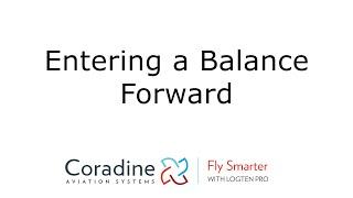 Entering a Balance Forward - LogTen Digital Pilot Logbook