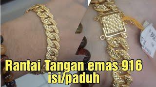 Emas 916 Rantai Tangan isipaduh