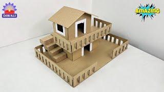 Diwali Cardboard House Model  How To Make A Cardboard House For Deepawali - Aman Crafts