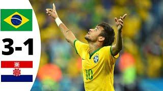 Brazil vs Croatia 3-1  Neymar jr First World Cup Match 2014