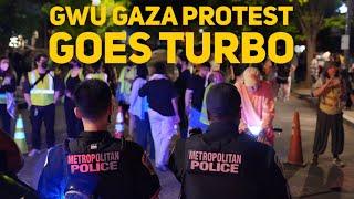 George Washington University Gaza Protesters retake yard on campus after tearing down barricades