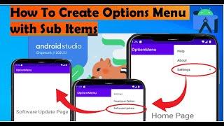 how to create options menu with sub items