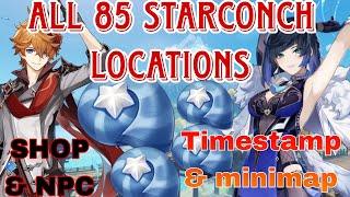 All 85 Starconch locations & Farming route Genshin impact  Childe & Yelan Ascension Materials