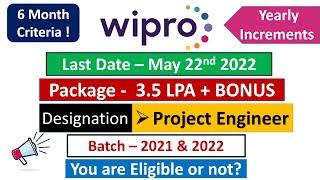 Wipro Elite NTH  Biggest Hiring  2021 & 2022  Project Engineer  Eligibility  Test Pattern