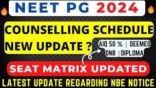 NEET PG 2024 COUNSELLING DATE UPDATE SEAT MATRIX NEW UPDATE DISCUSSION ON NBE NEW NOTICE