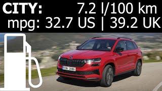 2023 Skoda Karoq 2.0 TSI 4x4 CITY fuel consumption economy real test mpg l100 km urban traffic jam