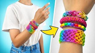 Pulseras arcoíris de gomas elásticas e hilos  Manualidad femenina fácil