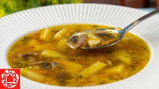 Simple and Quick Soup with Buckwheat and Mushrooms