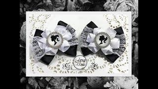 DIYCLASSIC BOW OF REP RIBBONS 25 MMBLACK-and-WHITE bows to school with their hands