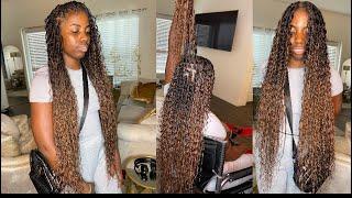 SEAMLESSLY Achieving OMBRE look without Ombre hair KNOTLESS GODDESS BOX BRAIDS USING HUMAN HAIR