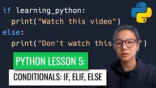 Conditionals if elif else statements  Python for Beginners Lesson 5  Code with Kylie