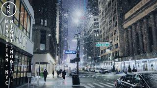 NYC Winter Night Snowfall - Manhattan New York 4K HDR