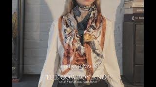 Sabina Savage 135x135cm Silk Twill Scarf How to tie the Cowboy Knot