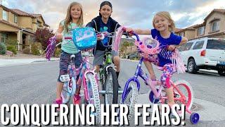 Her Training Wheels FINALLY Come Off   CONQUERING her FEARS While Learning How to RIDE a BIKE