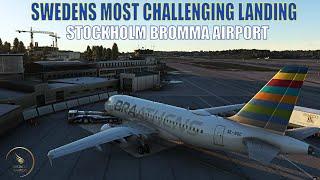 Swedens Most Beautiful and Challenging Landing Stockholm Bromma Airport  BRA Fenix A319 - MSFS