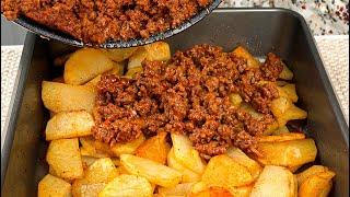Just add ground beef to the potatoes Simple dinner recipe