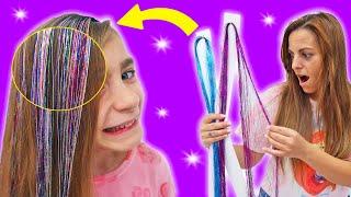 Nos ponemos cabello magico glitter a Gisele y Claudia