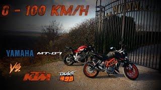 YAMAHA MT-07 vs KTM Duke 390 - 0 -100 kmh A2